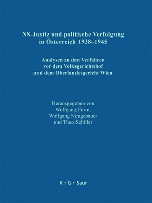 cover image of NS-Justiz und politische Verfolgung in Österreich 1938–1945